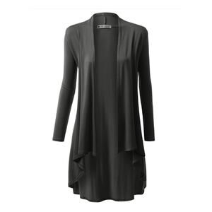Womens Hi-Lo Draped Open Front Long Cardigan Sweater Size Small